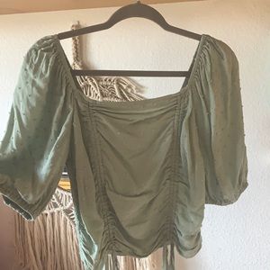 green ruched top